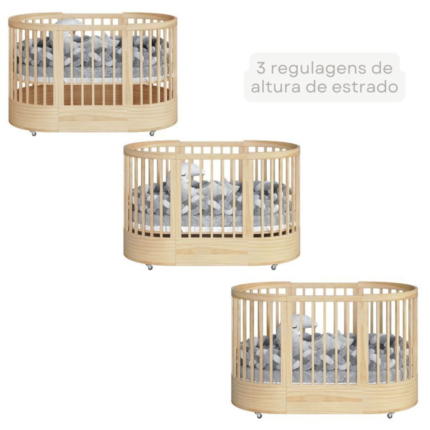 Berço Wave Evolutivo 3 em 1 com Colchão Fase 1 e Fase 2 Cômoda  - 11