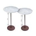 Ver imagem 3 de Kit 2 Mesas Laterais Norina - Baixa / Média, Tampo Redondo Imerso e Base Aço Corten. Cinza 100% MDF
