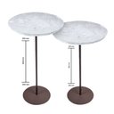 Ver imagem 4 de Kit 2 Mesas Laterais Norina - Média / Alta, Tampo Redondo Imerso e Base Aço Corten.