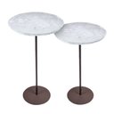 Ver imagem 3 de Kit 2 Mesas Laterais Norina - Média / Alta, Tampo Redondo Imerso e Base Aço Corten.