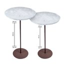 Ver imagem 4 de Kit 2 Mesas Laterais Norina - Média / Alta, Tampo Redondo Imerso e Base Aço Corten. Cinza 100% MDF