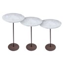 Ver imagem 3 de Kit 3 Mesas Laterais Norina - Baixa / Média / Alta, Tampo Redondo Imerso e Base Aço Corten. Cinza 100% MDF