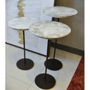 Ver imagem 5 de Kit 3 Mesas Laterais Norina - Baixa / Média / Alta, Tampo Redondo Imerso e Base Aço Corten. Cinza 100% MDF
