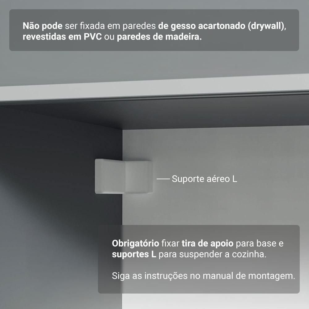 Armário de Cozinha Completa Suspenso 300cm Cinza Nimes Madesa 07 - 11