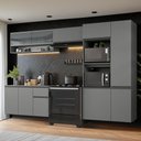 Ver imagem 2 de Armário de Cozinha Completa Suspenso 300cm Cinza Nimes Madesa 07