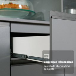 Armário de Cozinha Completa Suspenso 300cm Cinza Nimes Madesa 07 - 7