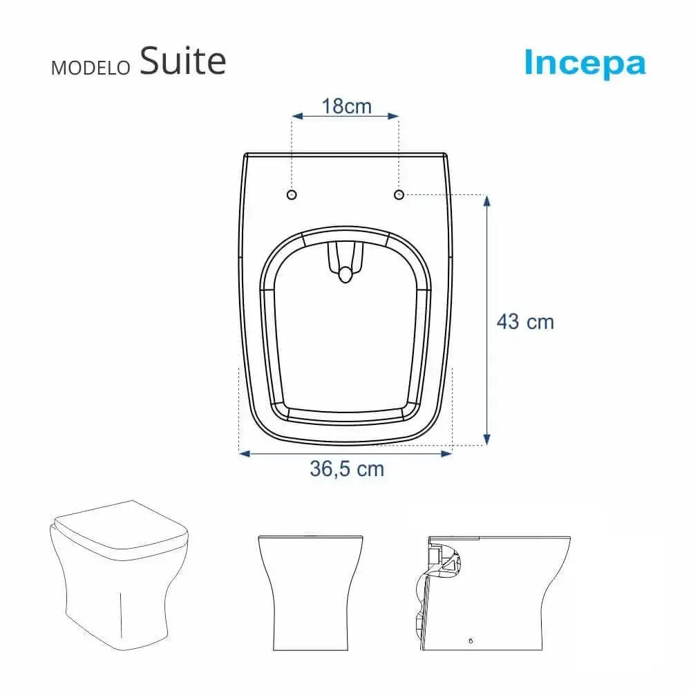 Assento Sanitario Poliester Antibacteriano Suite Branco Para Vaso Incepa - 3