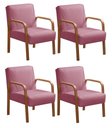 Ver imagem 1 de Kit 4 Poltronas Anita Conjunto Cadeiras Moderna Braço Madeira Rosa 280