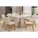 Ver imagem 3 de Mesa de Sala Jantar Melissa C/ Tampo Madeirado C/ Vidro Curvo 136x136cm Off White/off White - Dj Mó