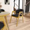Ver imagem 4 de Kit com 4 Cadeiras Agatha Madeira Maciça Estofada para Mesa de Jantar Courino Preto 503
