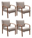 Ver imagem 1 de Kit 4 Poltronas Anita Conjunto Cadeiras Moderna Braço Madeira Cinza Capuccino 250