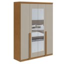Ver imagem 4 de Kit 2 Peças com Guarda Roupa 4 Portas com Espelho e Cômoda Alonzo e Toronto Marrom Amêndoa Clean/Off White