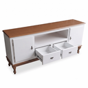 Ver imagem 2 de Rack 2 Portas 2 Gavetas Grande MDF Nicho Ecomem Clássico Pés Luiz Xv Branco - Imbuia