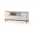 Ver imagem 5 de Rack 2 Portas 2 Gavetas Grande MDF Nicho Ecomem Clássico Pés Luiz Xv Branco - Imbuia