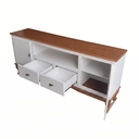 Ver imagem 3 de Rack 2 Portas 2 Gavetas Grande MDF Nicho Ecomem Clássico Pés Luiz Xv Branco - Imbuia