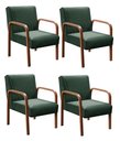Ver imagem 1 de Kit 4 Poltronas Anita Conjunto Cadeiras Moderna Braço Madeira Verde 270