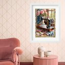 Ver imagem 1 de Quadro Máquina Costura Antiga Flores - 60x48cm:madeira Preta