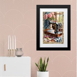 Quadro Máquina Costura Antiga Flores - 60x48cm:madeira Preta - 2