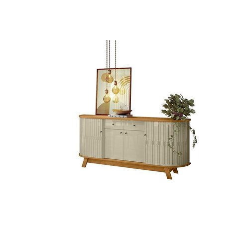 Buffet Aparador para Sala de Jantar 4 Portas 2 Gavetas Mônaco 183cm MDP Cumaru/Opala Moderno