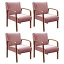 Ver imagem 1 de Kit 4 Poltronas Anita Conjunto Cadeiras Moderna Braço Madeira Rosa Rosê 390