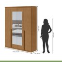 Ver imagem 6 de Kit 2 Peças com Guarda Roupa 4 Portas com Espelho e Cômoda Alonzo e Toronto Marrom Amêndoa Clean