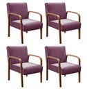Ver imagem 1 de Kit 4 Poltronas Anita Conjunto Cadeiras Moderna Braço Madeira Roxo 380