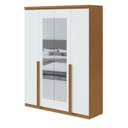 Ver imagem 4 de Kit 2 Peças com Guarda Roupa 4 Portas com Espelho e Cômoda Alonzo e Toronto Marrom Amêndoa Clean/Branco