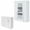 Ver imagem 1 de Kit 2 Peças com Guarda Roupa 4 Portas com Espelho e Cômoda Alonzo e Toronto Branco