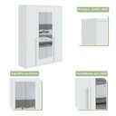 Ver imagem 3 de Kit 2 Peças com Guarda Roupa 4 Portas com Espelho e Cômoda Alonzo e Toronto Branco