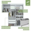 Ver imagem 4 de Kit 2 Peças com Guarda Roupa 4 Portas com Espelho e Cômoda Alonzo e Toronto Branco