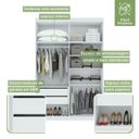 Ver imagem 5 de Kit 2 Peças com Guarda Roupa 4 Portas com Espelho e Cômoda Alonzo e Toronto Branco