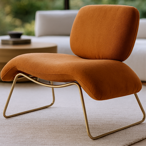 Cadeira Poltrona Calm Sala Consultório Bouclé Zahav: Terra Cota