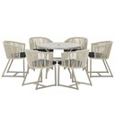 Ver imagem 1 de Mesa com 6 Cadeiras de Jantar Roma 120cm e Noronha em Alumínio Fendi Corda Náutica Estofado 12 Trama