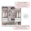 Ver imagem 7 de Quarto Infantil/Juvenil com Beliche 100% MDF Flórida e Guarda Roupa 6 Portas 4 Gavetas Flórida Branc