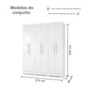 Ver imagem 5 de Quarto Infantil/Juvenil com Beliche 100% MDF Flórida e Guarda Roupa 6 Portas 4 Gavetas Flórida Branc