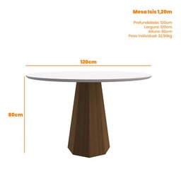 Mesa de Jantar Isis 120x120 com 4 Cadeiras Veneza Imbuia/Off White/Cinza Claro - PR Móveis - 3