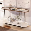 Ver imagem 2 de Aparador Buffet Bancada Alamanda Sala C/ Espelho e Pés Metal Castanho/off White/preto