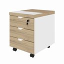 Ver imagem 2 de Gaveteiro Móvel Escritório 40cm x 50cm 3 Gavetas Chave e Rodízios F5 Office Cor:Macadâmia com