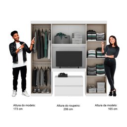 Guarda Roupa Casal 6 Portas, 2 Gavetas, Escrivaninha e Gaveteiro Porto Móveis Carraro - 6