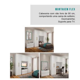 Guarda Roupa Casal 6 Portas, 2 Gavetas, Escrivaninha e Gaveteiro Porto Móveis Carraro - 7