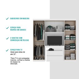 Guarda Roupa Casal 6 Portas, 2 Gavetas, Escrivaninha e Gaveteiro Porto Móveis Carraro - 5