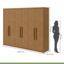 Ver imagem 5 de Kit 2 Peças com Guarda-Roupa 6 Portas e Cômoda 6 Gavetas Áries e da Vinci Marrom Amêndoa Clean