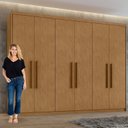 Ver imagem 6 de Kit 2 Peças com Guarda-Roupa 6 Portas e Cômoda 6 Gavetas Áries e da Vinci Marrom Amêndoa Clean