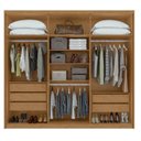 Ver imagem 3 de Kit 2 Peças com Guarda-Roupa 6 Portas e Cômoda 6 Gavetas Áries e da Vinci Marrom Amêndoa Clean