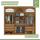 Ver mais imagens de Kit 2 Peças com Guarda-Roupa 6 Portas e Cômoda 6 Gavetas Áries e da Vinci Marrom Amêndoa Clean