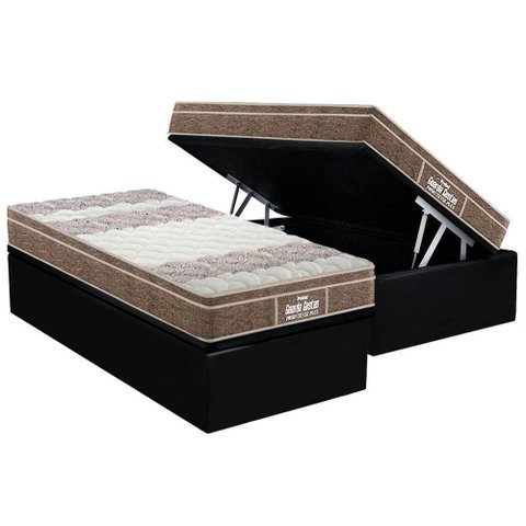 Cama Box Baú Solteiro: Colchão Espuma D33 Probel / EP Guarda Costas PróIntense Plus + Base CRC