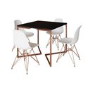 Ver imagem 6 de Mesa Jantar Industrial Quadrada 90Cm Preta Base Cobre V Com 4 Cadeiras Brancas Pés Cobr Cor: Preto