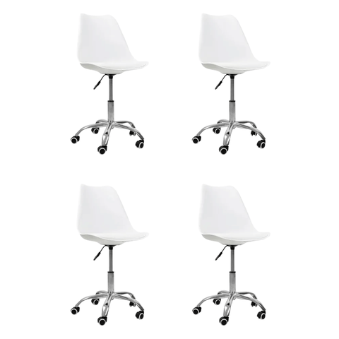Cadeira Office Base Cromada Oficial com Rodízio Giratória Saarinen - Branco - 4