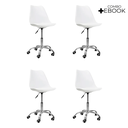 Ver imagem 2 de Cadeira Office Base Cromada Oficial com Rodízio Giratória Saarinen - Branco - 4