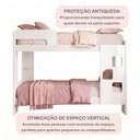 Ver imagem 6 de Quarto Infantil/Juvenil com Beliche Vegas e Guarda Roupa 4 Portas 3 Gavetas Flórida 100% MDF Branco